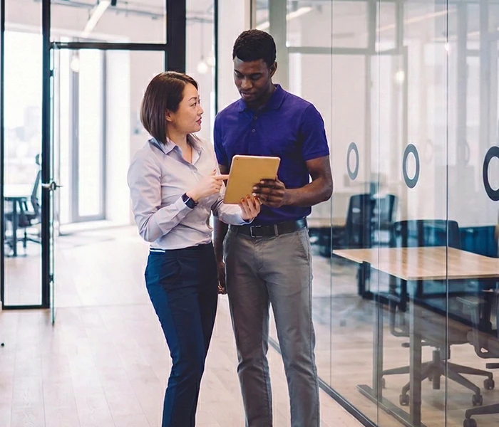 Supervisor cleaning quality control meeting
